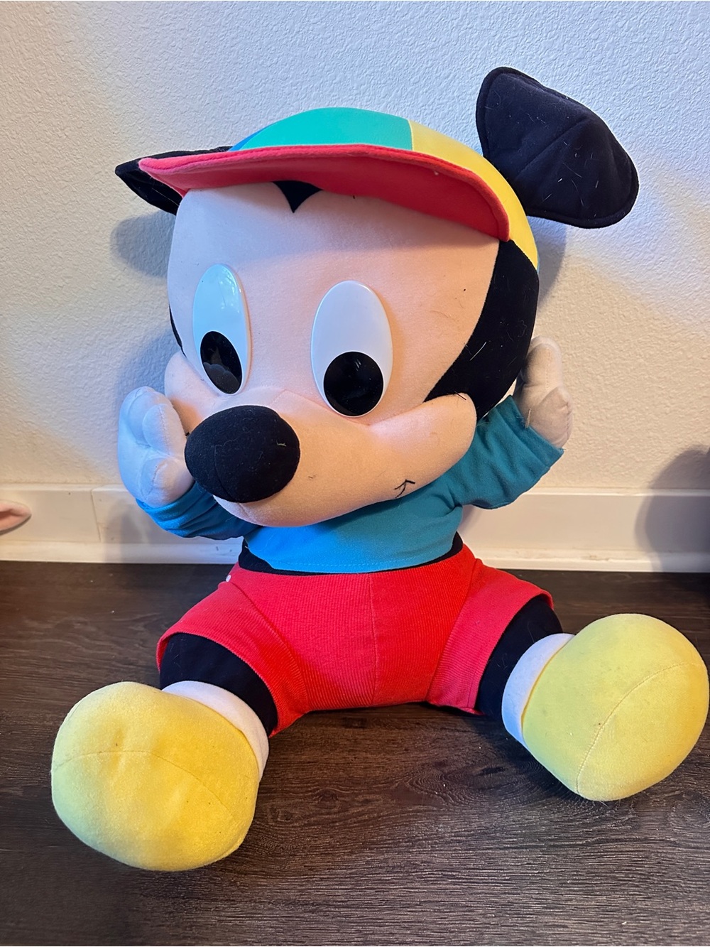 Vintage Disney Baby Mickey Jumbo Plush Talks Coo And Giggles Tested Works 20"